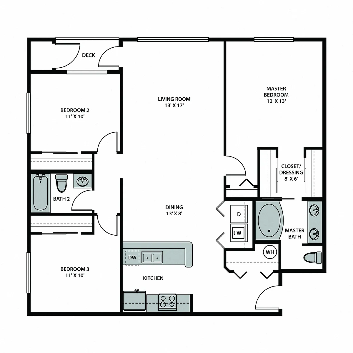 Floor plan Three Bed
