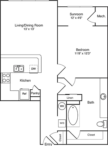Floor plan 1 Bedroom H