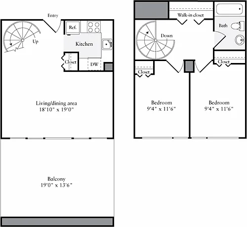 Floor plan The Lofts 2 Bedrooms A