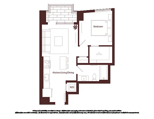 Floor plan 1 Bed - 1 Bath | aj9