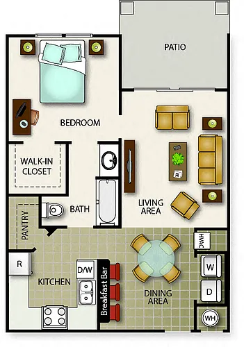 Floor plan One Bedroom One Bath