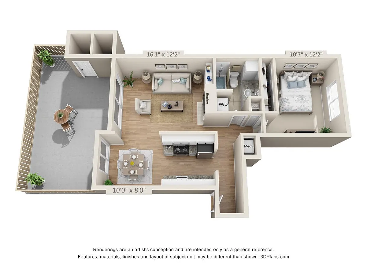 Floor plan 1X1 B