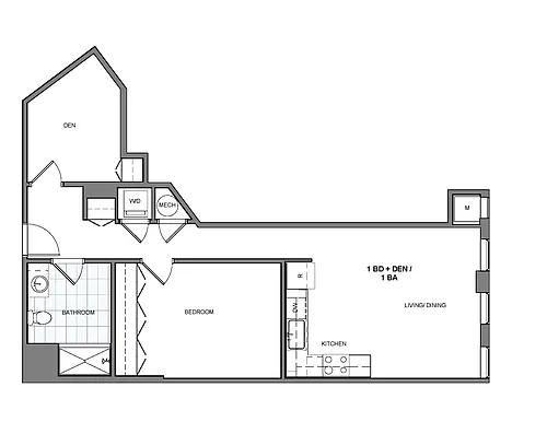 Floor plan One Bedroom with Den