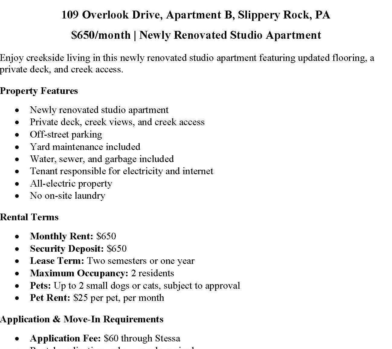 Creekside Studio in Slippery Rock, PA — Photo 4