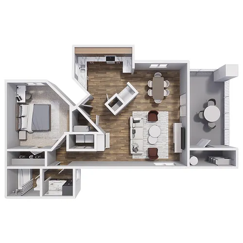 Floor plan 1x1 769sf SC
