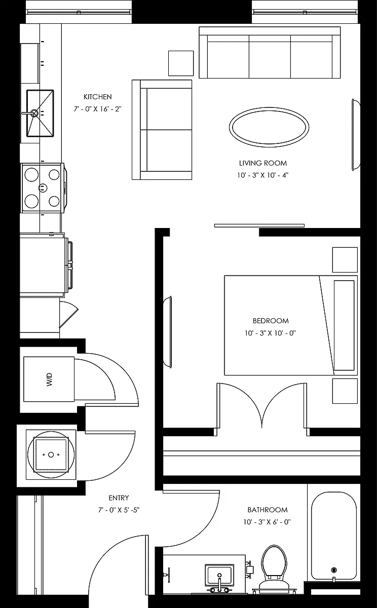 Floor plan J1A - Junior One Bedroom Affordable