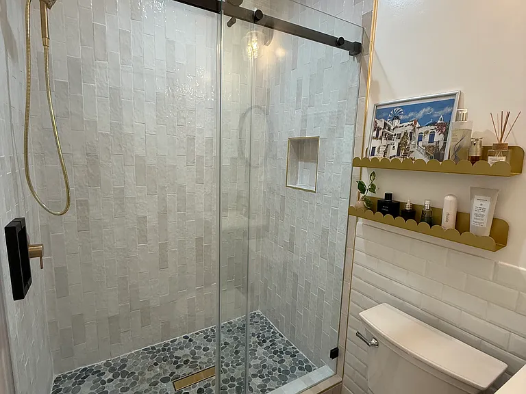 stone shower floor.