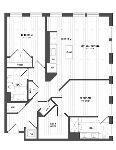 Floor plan 2 Bed/2 Bath-E4