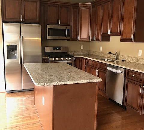 Stainless steel appliances in kitchen
