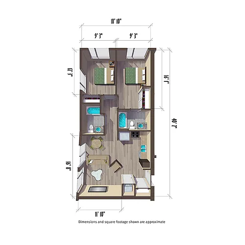Floor plan 2BR/2BA - B