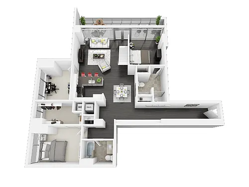 Floor plan 2 Bed/2 Bath Den-A