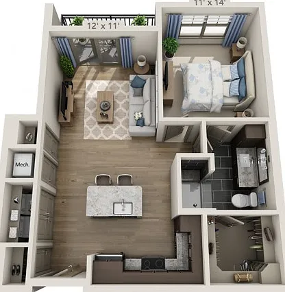 Floor plans are artist's rendering. All dimensions are approximate. Actual product and specifications may vary in dimension or detail. Not all features are available in every apartment. Prices and availability are subject to change. Floor plans are artist