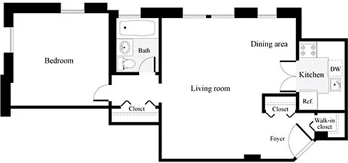 Floor plan 1 Bedroom M