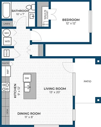 Floor Plan 1B | Seasons at Plainfield | Apartments in Plainfield, IL Floor Plan 1B | Seasons at Plainfield | Apartments in Plainfield, IL