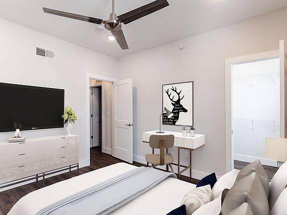 Bedroom has a walk-in closet, easy access to laundry room and bathroom.