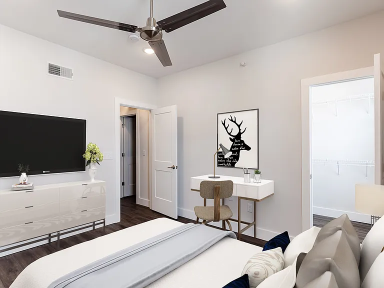 Nice size bedroom, fits a king bed, walk-in closet and adjacent bathroom.