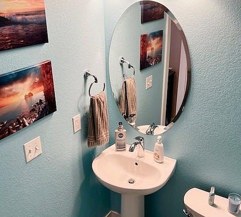Front entry powder room