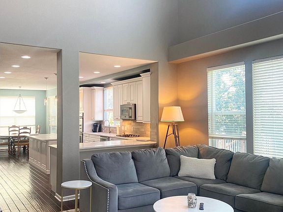 Large family room with tons of light and views of the mountains