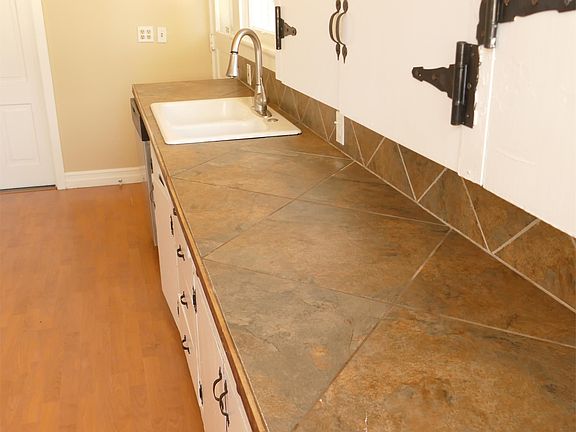 Tile counter tops in kitchen