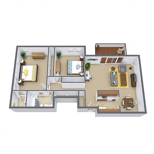 Floor plan Two Bedroom 22A