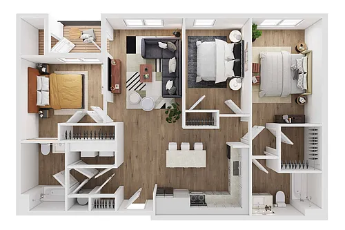 Floor plan 3 Bed, 2 Bath, 1209 Sq. Ft.