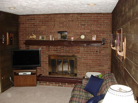 Cozy family room with woodburning fireplace