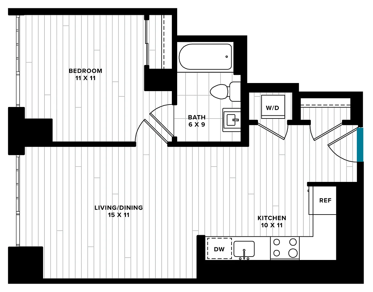 Floor plan 1 Bed/1 Bath-1F