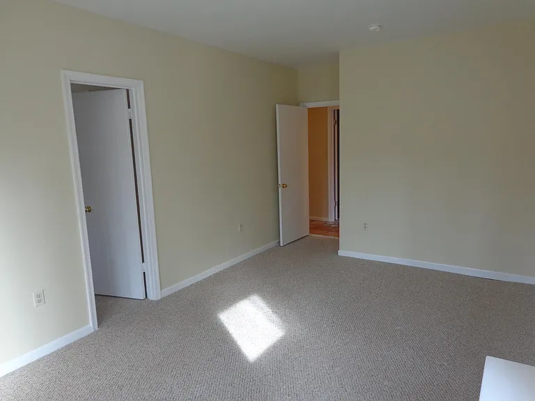 Basement bedroom with south and west-facing windows and door to back yard.