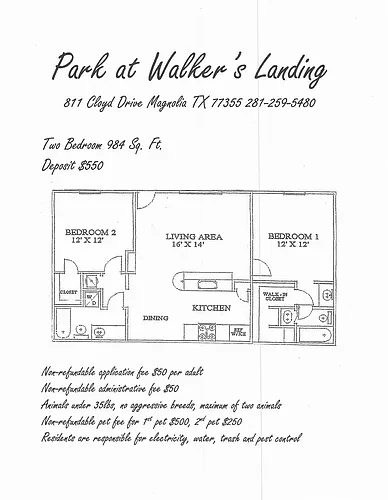 Floor plan 2 bedroom, 2 bathroom