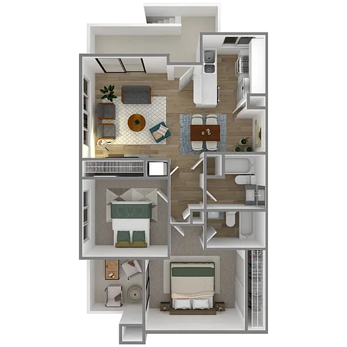 Floor plan Las Palmas 2x2 Upgrade
