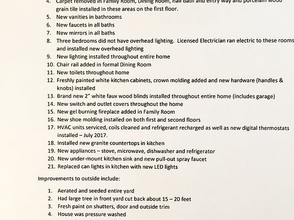 List of Home Improvements