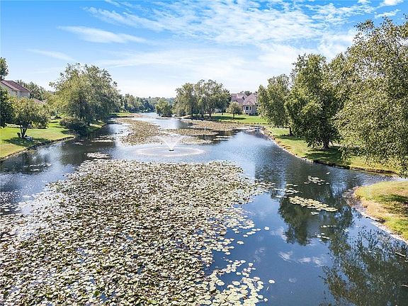 Here's a close up of the Worthington lake with lilies and a fountain.