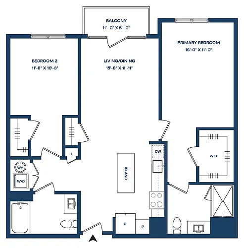 Floor plan 2 Bed/2 Bath-B1-B Smyth