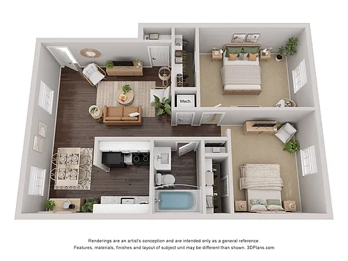 Floor plan 2 Bed 1 Bath
