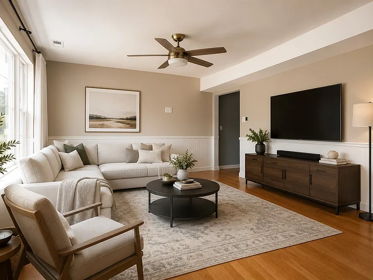 Virtually staged living room