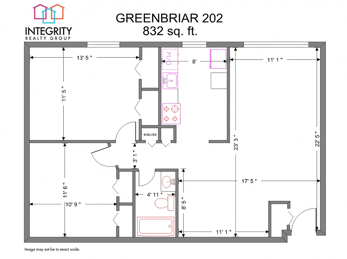 Floor plan 2 Bedroom 1 Bath