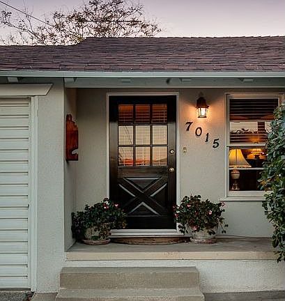 Front door and sitting porch