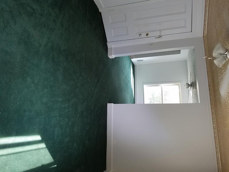 Dinning room with white tin ceiling. Carpet will be gone