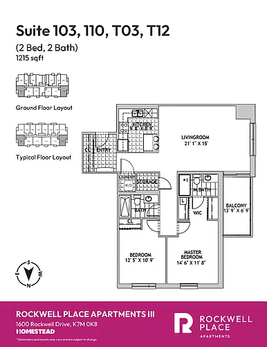 Floor plan 2 Bedroom 2 Bed 2 Bath