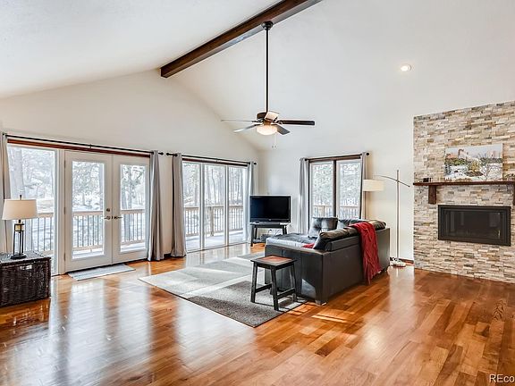 Living Room with French doors accessing deck