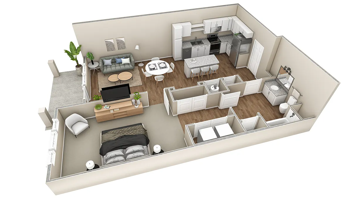 Floor plan 1 BR Premier Courtyard