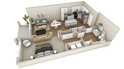Floor plan 1 BR Premier Courtyard
