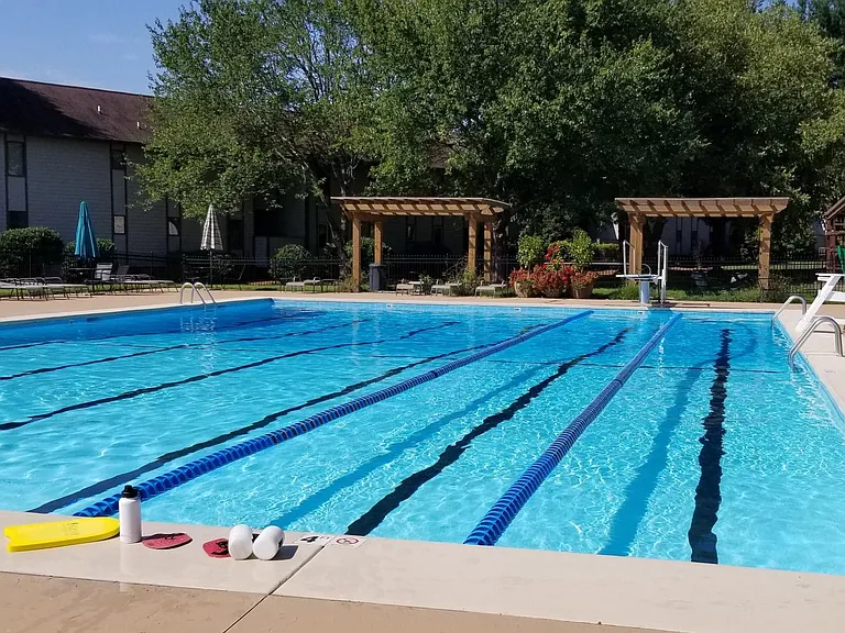 Heated, 25-yard, 6 lane pool with diving board included, located literally right out back (membership required).