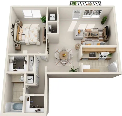 Floor plan 1 Bed 1 Bath