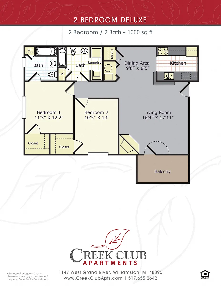 Floor plan 2 Bedroom / 2 Bath Deluxe
