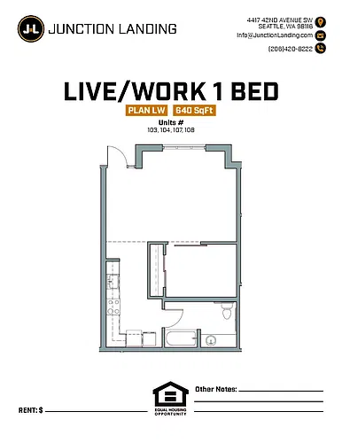 Floor plan 1 Bed 1 Bath Q Landing