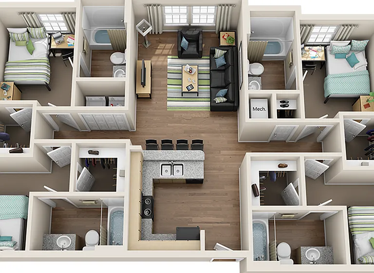 Orion on Orpington 4x4 Premium Floor Plan Orion on Orpington 4x4 Premium Floor Plan