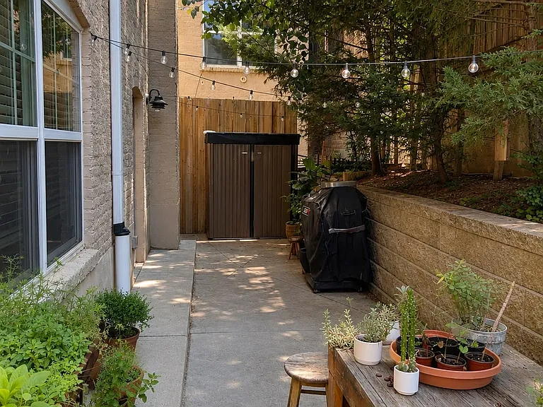 Private garden patio that spans the entire apartment