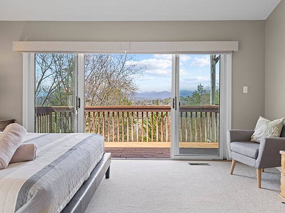 Sliding glass doors off of the master bedroom.