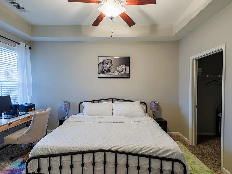 Master bedroom with king memory foam bed.